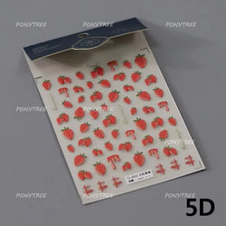 Lovely Red Seductive Strawberry Line Bowknot Love Heart Star Jelly Cherry Delicate Self Adhesive Nail Art Sticker Manicure Decal (ONLINE ORDER ONLY)