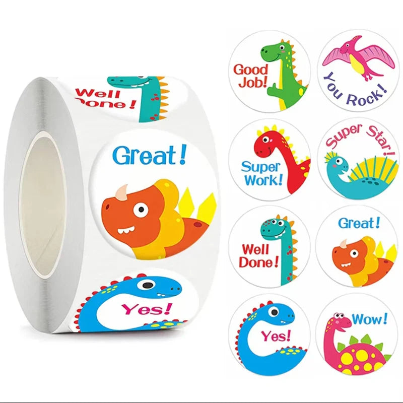 100-500pcs Cute Reward Stickers Roll with Word Motivational Stickers for School Teacher Kids Student Stationery Stickers Kids (Online Order Only)