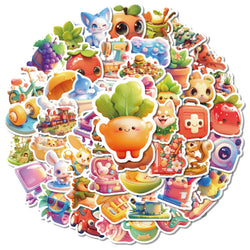 Kawaii Animal Stickers Cartoon Food Graffiti Decals for Luggage Laptop Guitar Bike Skateboard (Online Order Only)