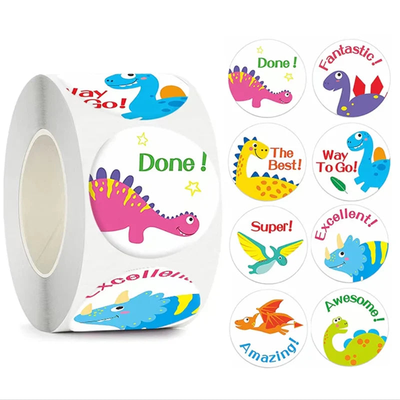 100-500pcs Cute Reward Stickers Roll with Word Motivational Stickers for School Teacher Kids Student Stationery Stickers Kids (Online Order Only)