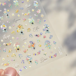 Colourful Field Bouquet Flower Spring Field Violet Daisy Bowknot Butterfly 5D Relief Adhesive Nail Art Stickers Manicure Decals (ONLINE ORDER ONLY)