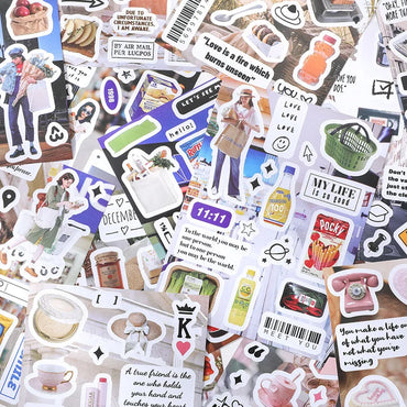 4 Sheets Ins Korean Magazine Planner Stickers Scrapbooking Journal Collage DIY Decoration Material Sticker Kawaii Stationery (Online Order Only)