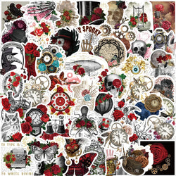 Steampunk Skull Rose Stickers Gothic Decals Waterproof for Skateboard Laptop Motorcycle (ONLINE ORDER ONLY)