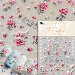 Chic Retro Rose Photo Frame Dried Flower Petal Self Adhesive Nail Art Stickers 5D Hot Stamping Relief Rhinestone Manicure Decals (Online Order Only)