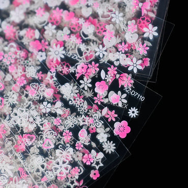 30pcs/Set White Pink Flower 3D Nail Sticker Daisy Butterfly Love Heart Hibiscus Petals Floral DIY Spring Summer Nail Decoration* (ONLINE ORDER ONLY)