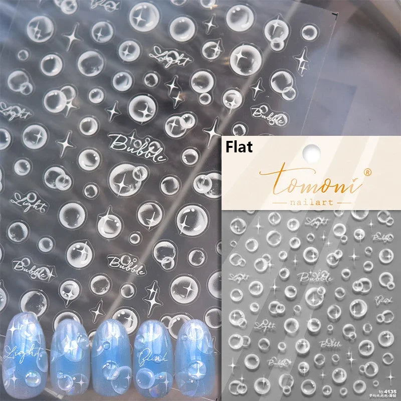 Summer Beach Dreamy Water Bubble Mermaid Shell Conch Starfish Jellyfish Soft Relief Decoration Nail Art Stickers Manicure Decals (ONLINE ORDER ONLY)