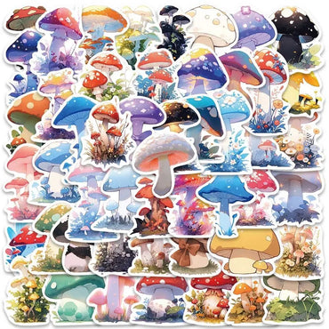 10/50pcs Cute Cartoon Color Magic Psychedelic Mushroom Stickers DIY Scrapbook Notebook Phone Laptop Luggage Car Sticker Toy (ONLINE ORDER ONLY)