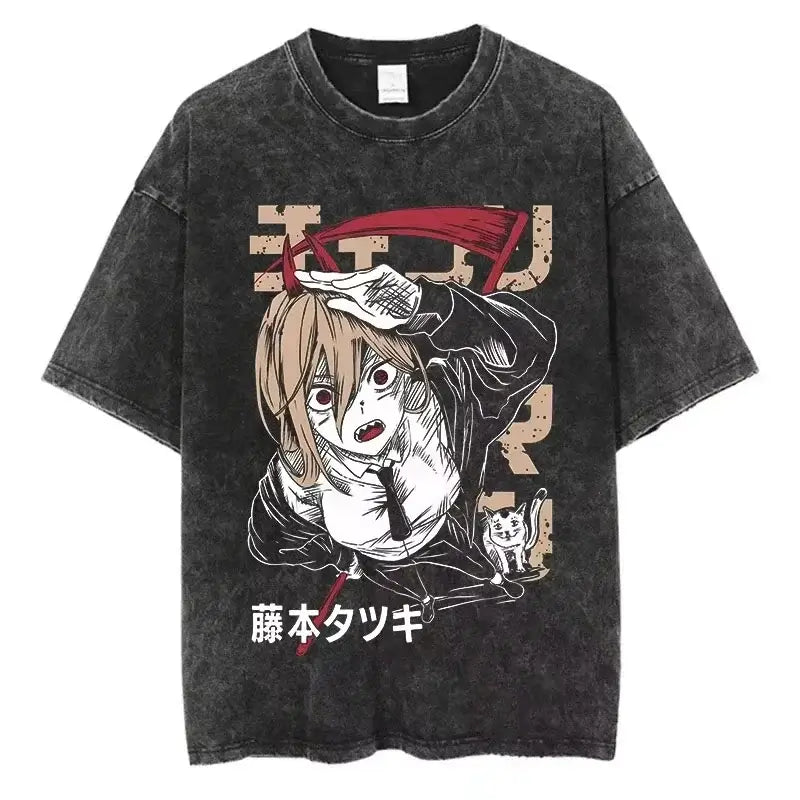 Chainsaw Man Vintage T-shirt Washed Cotton Tee (ONLINE ORDER ONLY)