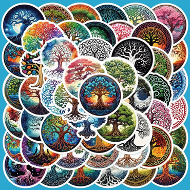 50pcs Fantasy Tree of Life Graffiti Stickers for Helmet, Wall, Desktop Decoration, DIY Pack Wholesale (ONLINE ORDER ONLY)
