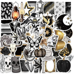 10/30/50pcs Black White Skull Stickers for Laptop, Phone, Guitar, Car, Fridge Decoration (ONLINE ORDER ONLY)