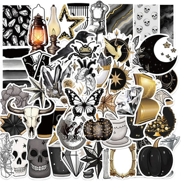 10/30/50pcs Black White Skull Stickers for Laptop, Phone, Guitar, Car, Fridge Decoration (ONLINE ORDER ONLY)