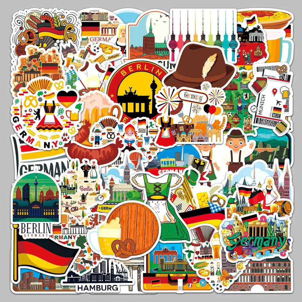 50pcs Travel Landmark Graffiti Stickers for Helmet Wall Decoration DIY (Online Order Only)