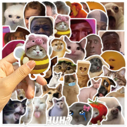 Cute Cat Meme Stickers Pack for Laptop, Fridge, Guitar, Bike, DIY Scrapbook (Online Order Only)