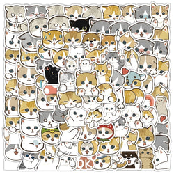100pcs Cute Kitten Puppy Cartoon Stickers for Car, Cup, Phone, Laptop Decor (Online Order Only)