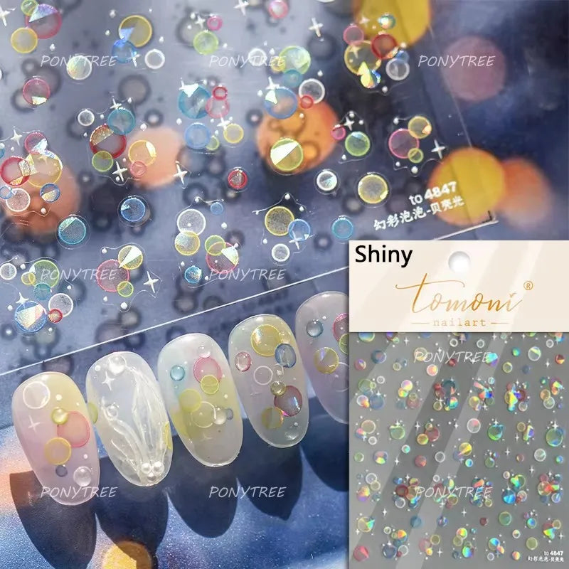 Blow Bubbles Goldfish Cat Kitten Water Love Heart Star Rabbit Bunny Self Adhesive Nail Art Decorations Stickers Manicure Decals (Online Order Only)