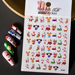 Cute Deer Christmas Nail Stickers 5D Embossed Elk Star Gingerbread Man Snowflake Santa Claus Holly DIY Winter Engraved Manicure* (ONLINE ORDER ONLY)