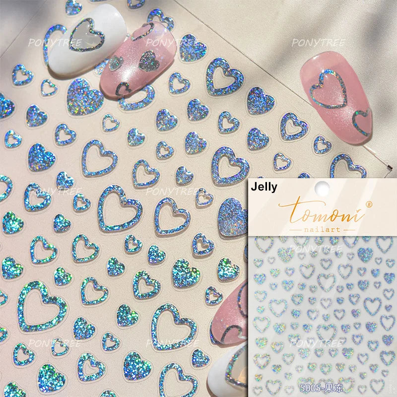 Punk Pink Leopard Print Love Heart Stars Bowknot Cool Girl 5D Self Adhesive Nail Art Stickers Ribbon Manicure Decals Wholesale (ONLINE ORDER ONLY)
