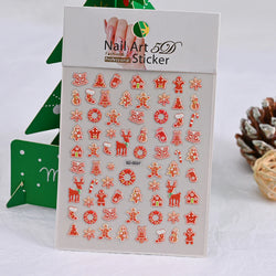 Cute Deer Christmas Nail Stickers 5D Embossed Elk Star Gingerbread Man Snowflake Santa Claus Holly DIY Winter Engraved Manicure* (ONLINE ORDER ONLY)