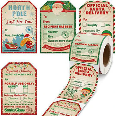 200pcs Merry Christmas Gift Tags Santa Claus Labels Stickers Holiday decoration "To From" Gift from Santa Cards Present Decor (ONLINE ORDER ONLY)
