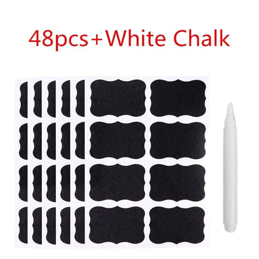 48pcs Blackboard Stickers Waterproof Chalkboard Kitchen Spice Label Sticker Home Jars Bottles Tags Labels White Marker (Online Order Only)