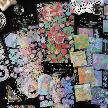 3Pcs/lot Cute Strawberry Flowers Decorative Sticker PET Scrapbooking Sticker Label Diary Album Stationery Aesthetic Art Supplies (ONLINE ORDER ONLY)