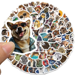 82pcs Funny Cartoon Animal Portraits with Clothes and Glasses Stickers (Online Order Only)