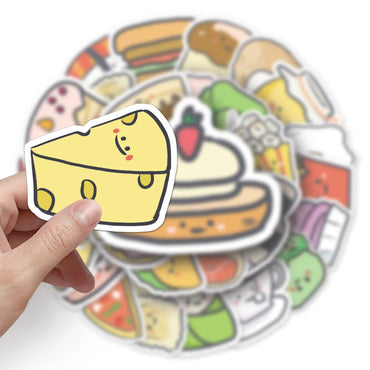 10/50Pcs Cartoon Gourmet Food Graffiti Stickers for Luggage Laptop Skateboard Notebook Stickers Children Toys Wholesale (ONLINE ORDER ONLY)