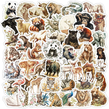 10/50pcs Cute Cartoon Africa Wild Animals Stickers Aesthetic Kawaii Vintage Decals DIY Skateboard Laptop Fridge Car Sticker Toy (Online Order Only)