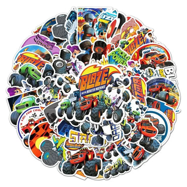 50pcs Blaze Monster Machines Stickers for Laptop, Phone, Scooter, Water Bottle, Suitcase (Online Order Only)