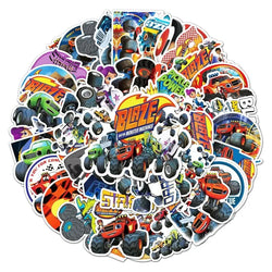 50pcs Blaze Monster Machines Stickers for Laptop, Phone, Scooter, Water Bottle, Suitcase (Online Order Only)