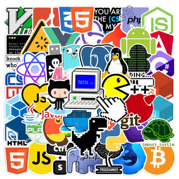 10/30/50pcs Funny Geek Java Programming Cartoon Stickers Skateboard Laptop Phone Motorcycle Guitar Cool Waterproof Sticker Toy (ONLINE ORDER ONLY)