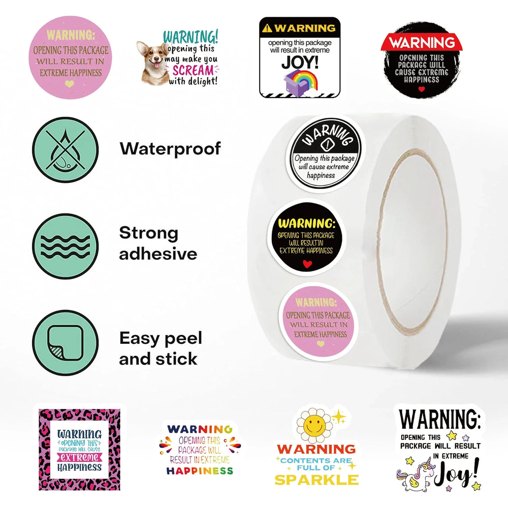 500pcs Warning Phrase Reward Sticker Roll Labels Cartoon Roll Sticker for Kids Gift Decor Envelope Sealing Scrapbooking (Online Order Only)