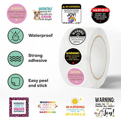 500pcs Warning Phrase Reward Sticker Roll Labels Cartoon Roll Sticker for Kids Gift Decor Envelope Sealing Scrapbooking (Online Order Only)