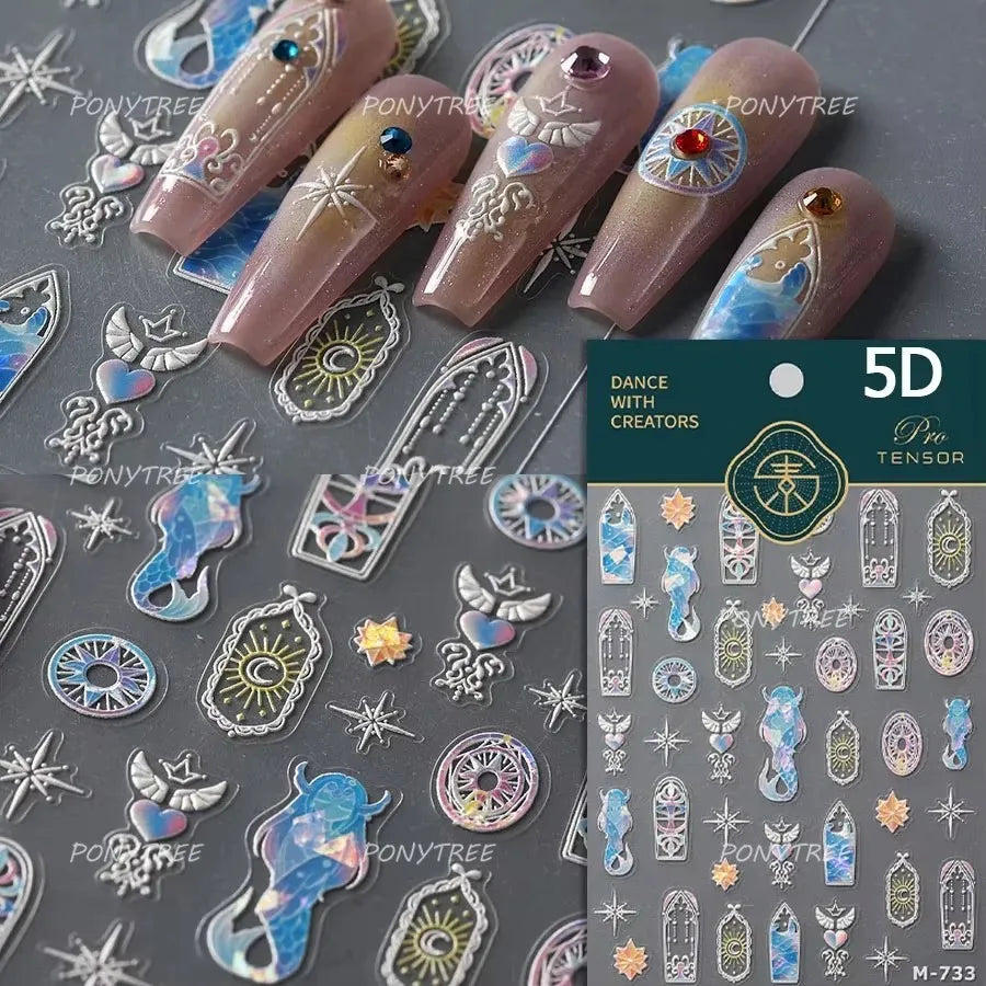 Baroque Angel Archery Wing Butterfly Retro Totem European Border Rose Flower Lace Chic Adhesive Nail Art Sticker Manicure Decals (ONLINE ORDER ONLY)