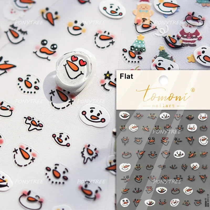 Snowman Tree House Cedar White Pine Forest Warm Winter Cloud Self Adhesive Nail Art Stickers Snowflake Star Snow Manicure Decals (ONLINE ORDER ONLY)