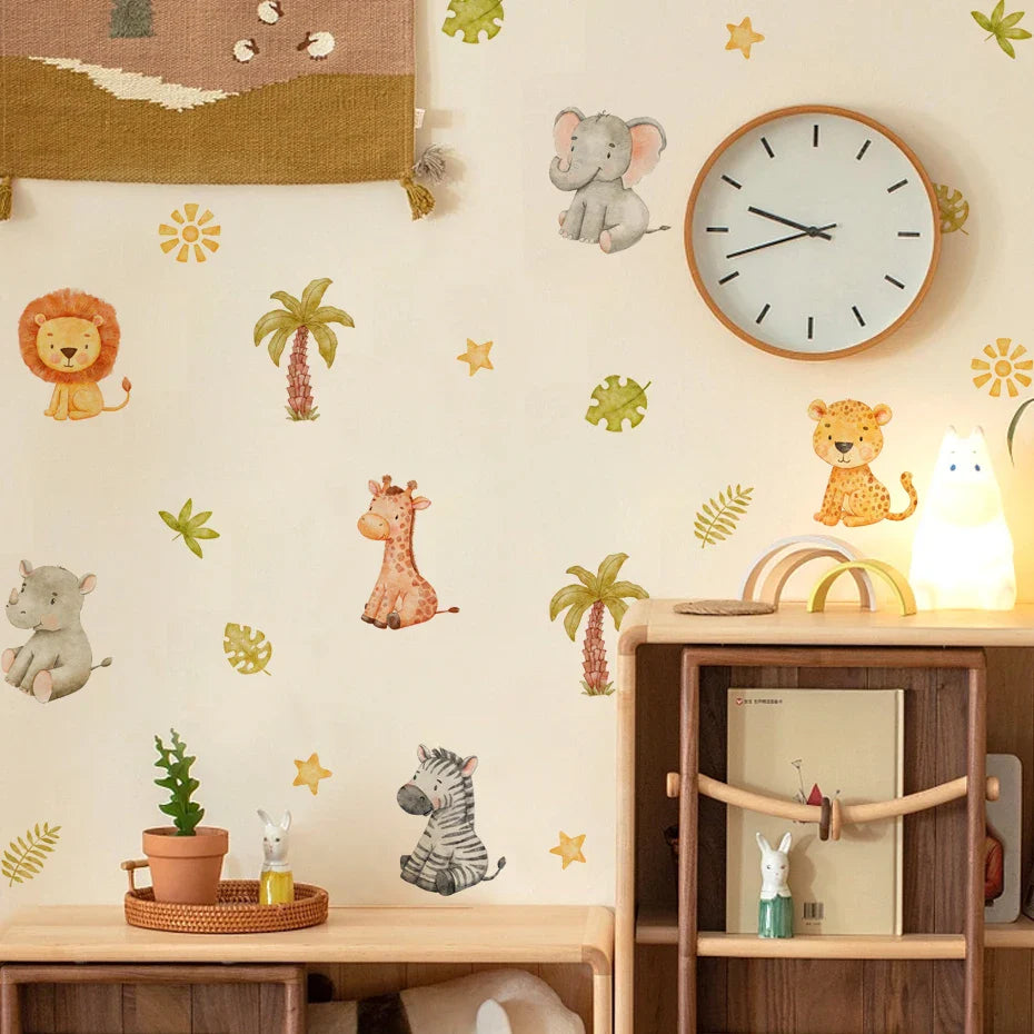 Cartoon Animal Wall Stickers PVC Removable Decals Kids Room Nursery Decor (Online Order Only)