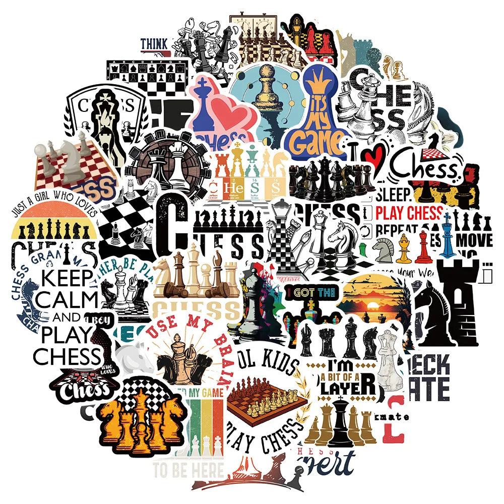 Chess Game Sticker Set: Waterproof Decals for Laptop, Motorcycle, Luggage, Snowboard, Fridge, Phone, Car (ONLINE ORDER ONLY)