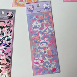 6/8pcs Kawaii Ribbon Rabbit Decorative Sticker Set Girls Scrapbooking Idol Card DIY Diary Album Collage Material Korean Stickers (ONLINE ORDER ONLY)