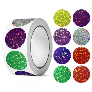 100-500pcs Holographic Color Round Stickers Wedding Gift Seal Labels Decor Stickers Kids Reward Foil Star Stationery Stickers (ONLINE ORDER ONLY)