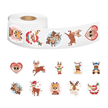 100-500pcs Merry Christmas Stickers Reindeer Christmas Tag For Envelope Sealing Gift Decor Shop Product Packaging Stickers (ONLINE ORDER ONLY)