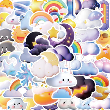 10/30/50PCS Cute Cartoon Cloud Stickers Weather Rain Lightning Rainbow Kawaii Decal Kids Toy DIY Diary Phone Notebook Bike Car (ONLINE ORDER ONLY)