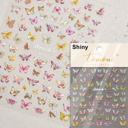 Charming Beautiful Black White Small Butterfly Flower Petal Love Heart Bowknot 5D Self Adhesive Nail Art Sticker Manicure Decals (Online Order Only)