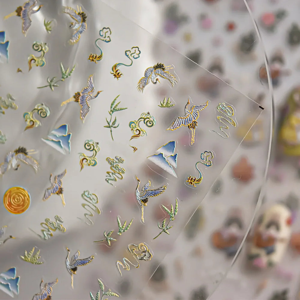 Autumn Fall Sunflower Rabbit Leaves Crane Rose Sun Mountain Hill Produce Good Harvests Cookie Nail Art Sticker Decoration Decals (ONLINE ORDER ONLY)