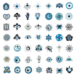 10/30/60PCS Evil Eye Graffiti Stickers Aesthetic Decals DIY Skateboard Motorcycle Notebook Laptop Luggage Car Waterproof Sticker (ONLINE ORDER ONLY)