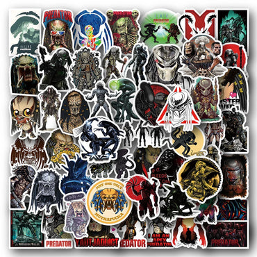 10/30/50PCS Predator Horror Movie Stickers Monster Kids Toy DIY Skateboard Luggage Phone Fridge Car Motorcycle Decals Graffiti (ONLINE ORDER ONLY)
