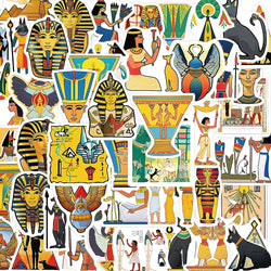 10/30/50pcs Cool Ancient Egypt Pharaoh Pyramid Waterproof Stickers Art Decals Laptop Suitcase Car Phone Decoration Sticker Toys (ONLINE ORDER ONLY)