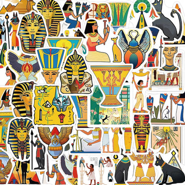 10/30/50pcs Cool Ancient Egypt Pharaoh Pyramid Waterproof Stickers Art Decals Laptop Suitcase Car Phone Decoration Sticker Toys (ONLINE ORDER ONLY)