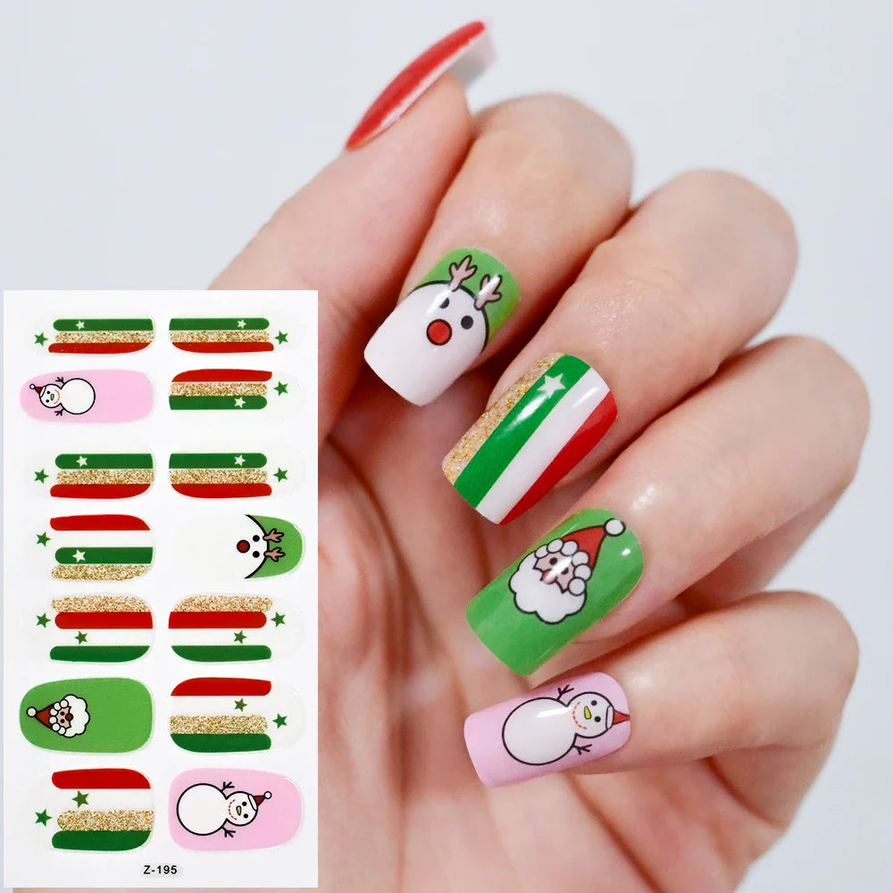 14Tips Solid Color Stickers Nail Art Supplies European & American Simple Decals Oil Film Decals Press on Nails Stickers Designer (ONLINE ORDER ONLY)