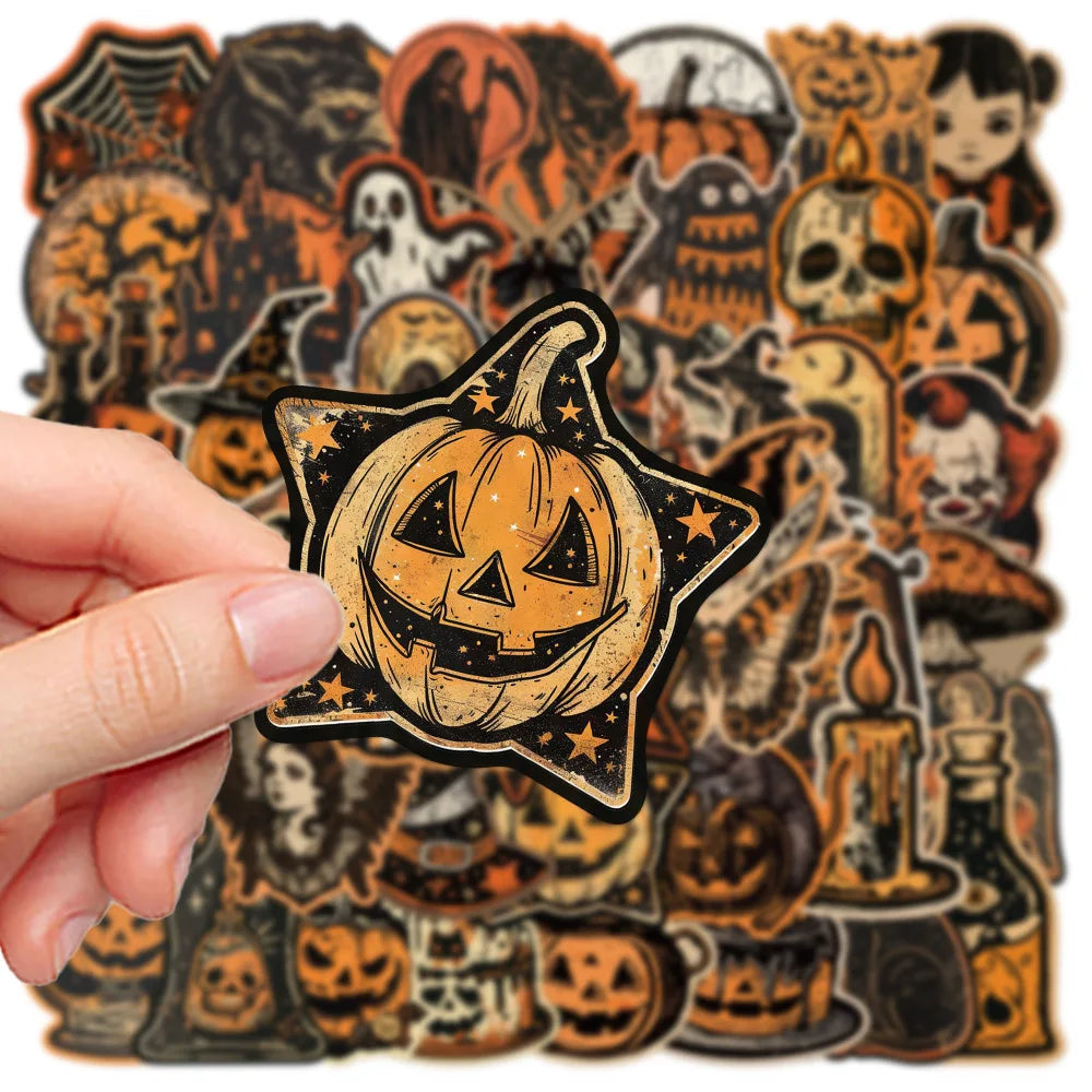 Retro Halloween Cartoon Stickers PVC Waterproof Skateboard Notebook Graffiti 10/30/50PCS (ONLINE ORDER ONLY)