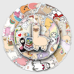 50Pcs Alpaca Cartoon Waterproof Vinyl Stickers for Skateboard Snowboard (ONLINE ORDER ONLY)